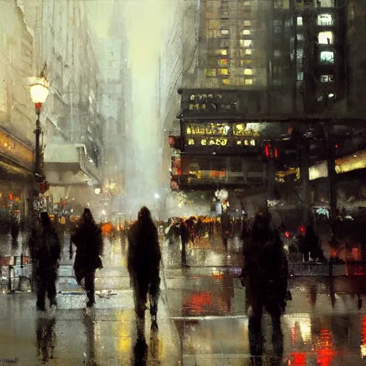 Prompt: cityscape painted by jeremy mann, street - level, dripping oil paint, highly detailed, high resolution