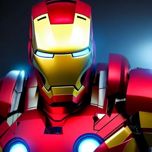 Image similar to still photo of futuristic alien cyberpunk iron man, highly detailed, photorealistic portrait, bright studio setting, studio lighting, crisp quality and light reflections, unreal engine 5 quality render