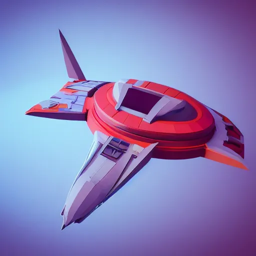 Image similar to ultra minimalist and smooth retro sci-fi toon spaceship, vivid colors, paper art, detailed concept art pastel, 3d quality, octane render