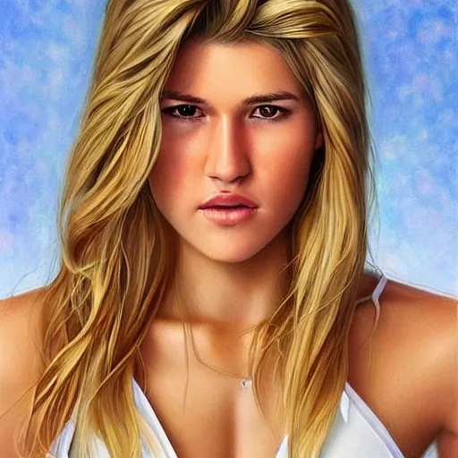 Image similar to eugenie bouchard in the style of stefan kostic, realistic, full body, sharp focus, 8 k high definition, insanely detailed, intricate, elegant, art by stanley lau and artgerm