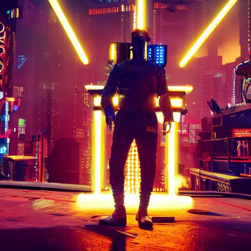 Prompt: 2 1 savage rapping on a stage in front of a crowd in cyberpunk 2 0 7 7, gameplay screenshot, detailed