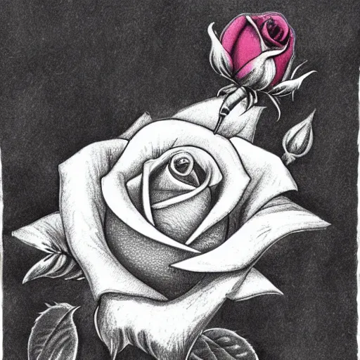 Prompt: a beautiful illustration of a rose with a bee sitting on it like maja the bee