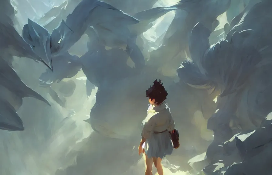 Image similar to greg manchess concept art of a the origami dimension, key visual, ambient lighting, highly detailed, digital painting, artstation, concept art, sharp focus, by makoto shinkai and akihiko yoshida and hidari and wlop and greg rutkowski