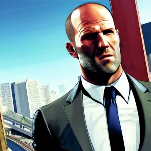 Image similar to jason statham in gta v cover art