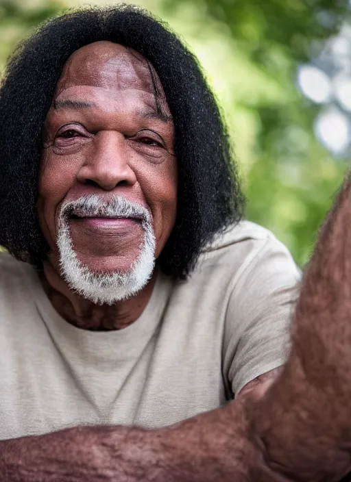 Prompt: DSLR photo portrait still of 74 year old age 74 Rick James at age 74!!!, 85mm f1.8