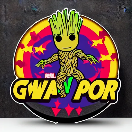 Image similar to svg sticker of a Pop-Wonder Groot-Marvel-Avenger at a rave, spinning records, giant headphones rocking out, wearing headphones, huge speakers, dancing, rave, DJ, spinning records, digital art, amazing composition, rule-of-thirds, award-winning, trending on artstation, featured on deviantart