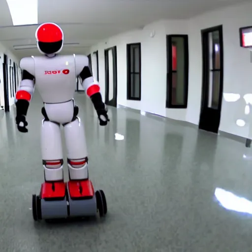 Image similar to ASIMO robot walking through haunted asylum, GoPro