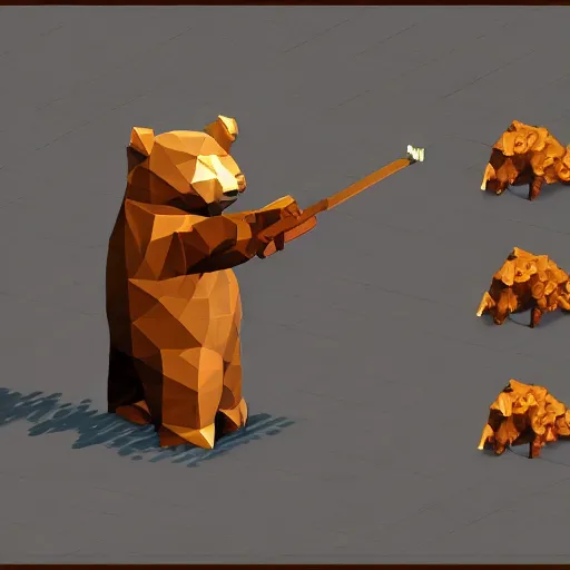 Image similar to image of an rpg bear enemy with low poly ps 1 graphics, upscaled to high resolution