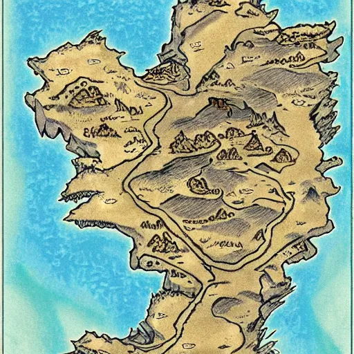Image similar to dungeons and dragons map that looks like a fox, early 2000s artwork