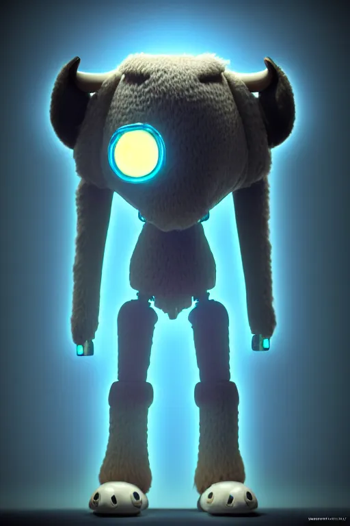 Image similar to high quality 3 d render sci - fi very cute cyborg cow shaggy! hybrid! drinking beer, highly detailed, unreal engine cinematic smooth, in the style of blade runner & detective pikachu, hannah yata charlie immer, dark blue neon light, low angle, uhd 8 k, sharp focus