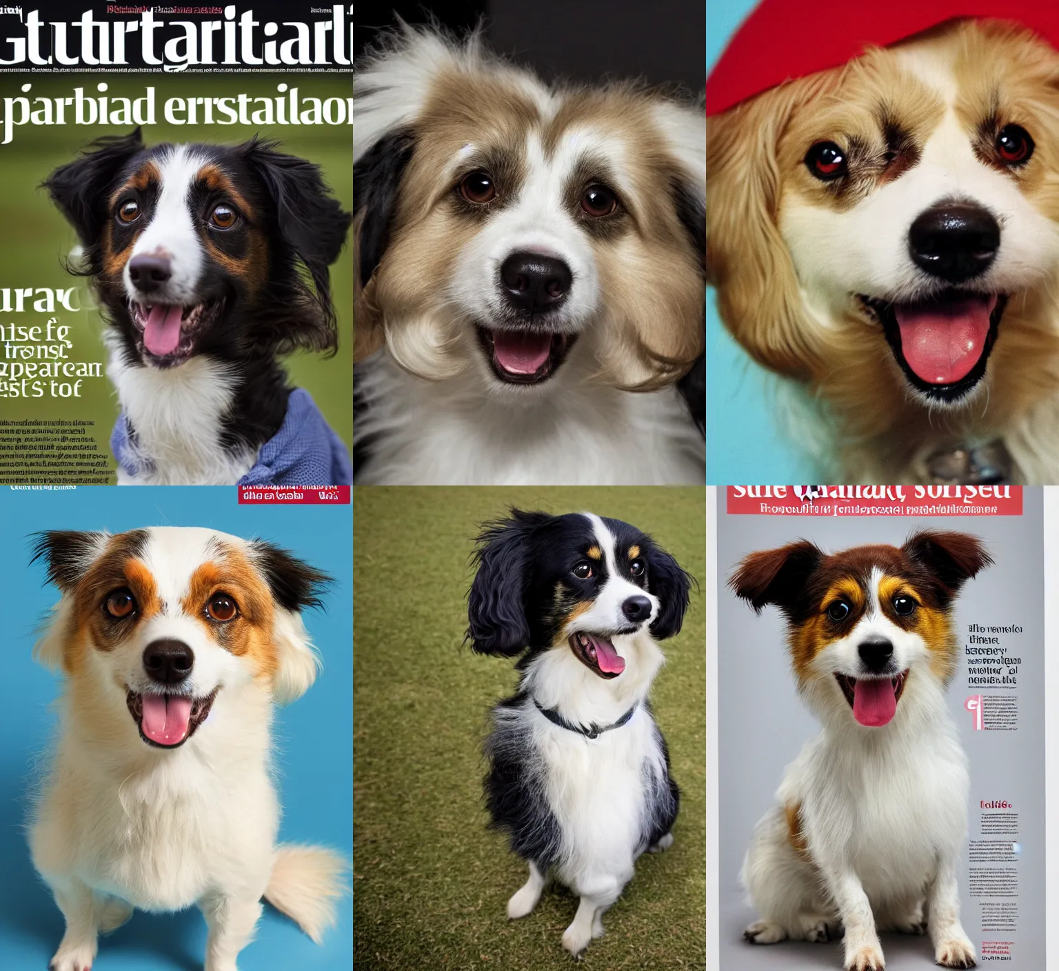 Prompt: portait photo of a mixed breed spitz spaniel, the guardian cover page