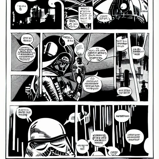 Prompt: the death star by frank miller