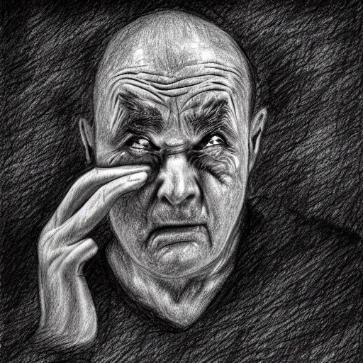 Grumpy Face Original Pencil Drawing 