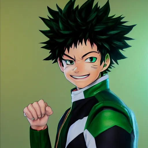 Prompt: an oil painting of a izuku midoriya wearing michael jacksons outfit, by artgerm, hd, hdr, ue 5, ue 6, unreal engine 5, realistic anime 3 d style, cinematic 4 k wallpaper, 8 k, ultra detailed, gta cover art, high resolution, artstation, award winning