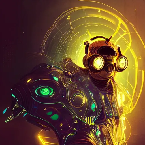 Image similar to portrait futuristic bee animal, in future cyberpunk sydney rooftop , sci-fi, fantasy, intricate, very very beautiful, elegant, human anatomy, neon light, highly detailed, digital painting, artstation, concept art, smooth, sharp focus, illustration, art by tian zi and WLOP and alphonse mucha