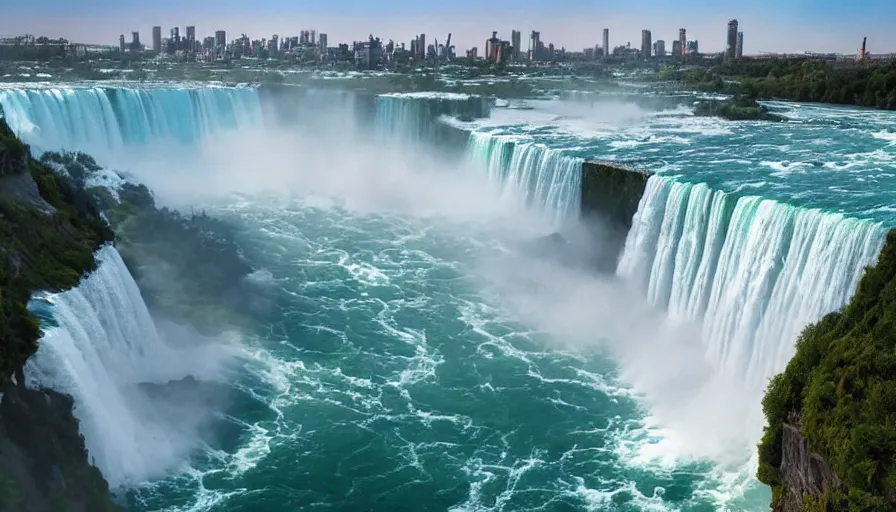 Image similar to beautiful illustration of niagara falls, colorful, unreal engine, hyper realism, realistic shading, cinematic composition, realistic render, octane render, detailed textures, photorealistic, wide shot