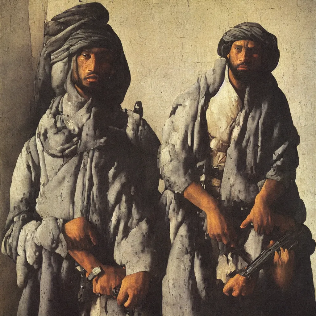 Prompt: taliban portrait by johannes vermeer
