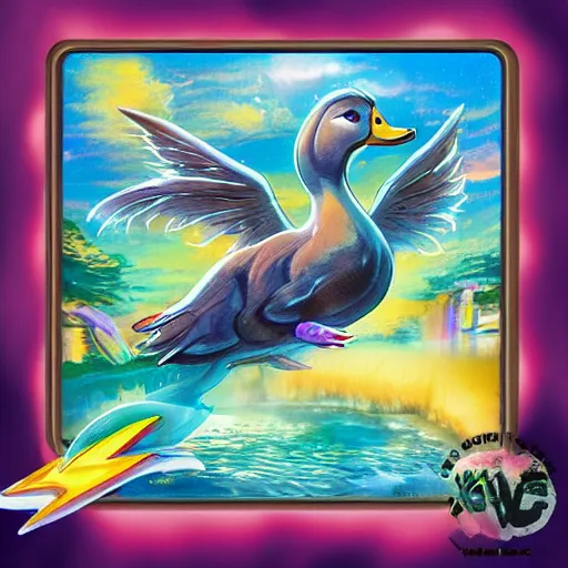 Image similar to lightning mythical creatures vortex duck pond fantasy