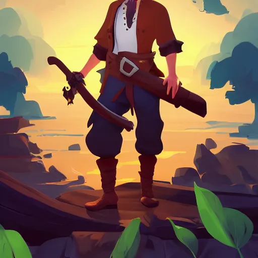 Image similar to painting jack the pirate on sea of thieves game avatar hero smooth face median photoshop filter cutout vector behance hd by jesper ejsing, by rhads, makoto shinkai and lois van baarle, ilya kuvshinov, rossdraws, illustration, art by ilya kuvshinov and gustav klimt