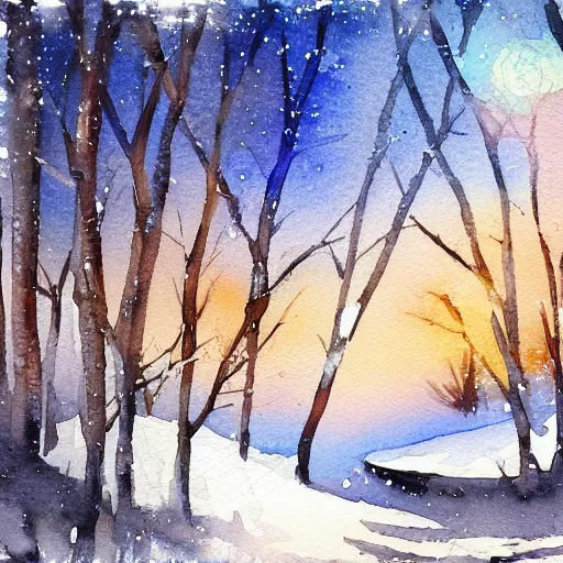 Prompt: winter watercolor