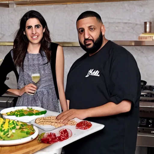 Prompt: hila klein from the h 3 podcast and dj khaled on an episode of hell's kitchen
