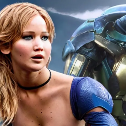 Prompt: Jennifer Lawrence as samus aran