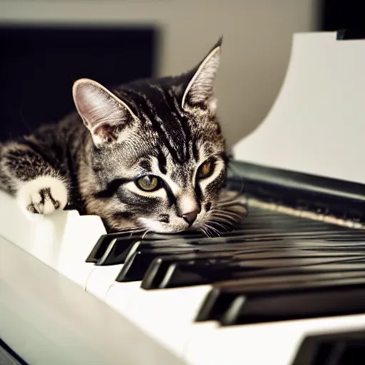 Image similar to cat playing piano