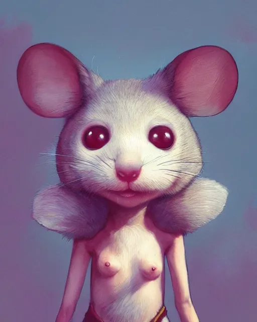 Image similar to a beautiful half body portrait of a cute anthropomorphic humanoid mouse fursona. big eyes. character design by cory loftis, fenghua zhong, ryohei hase, ismail inceoglu and ruan jia. volumetric light, detailed, rendered in octane