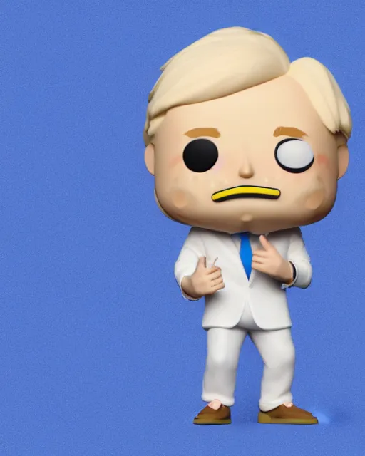 Image similar to full body 3d render of boris johnson as a funko pop, studio lighting, white background, blender, trending on artstation, 8k, highly detailed