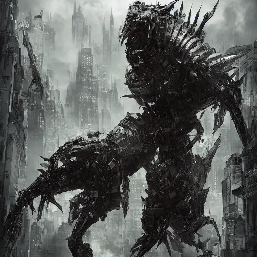 Image similar to urban dark fantasy edgy cyborg-kaiju trending on artstation deviantart Pinterest detailed High Resolution HD 8k