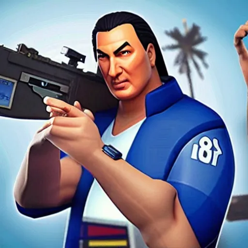 Prompt: Steven Seagal as a Fortnite character