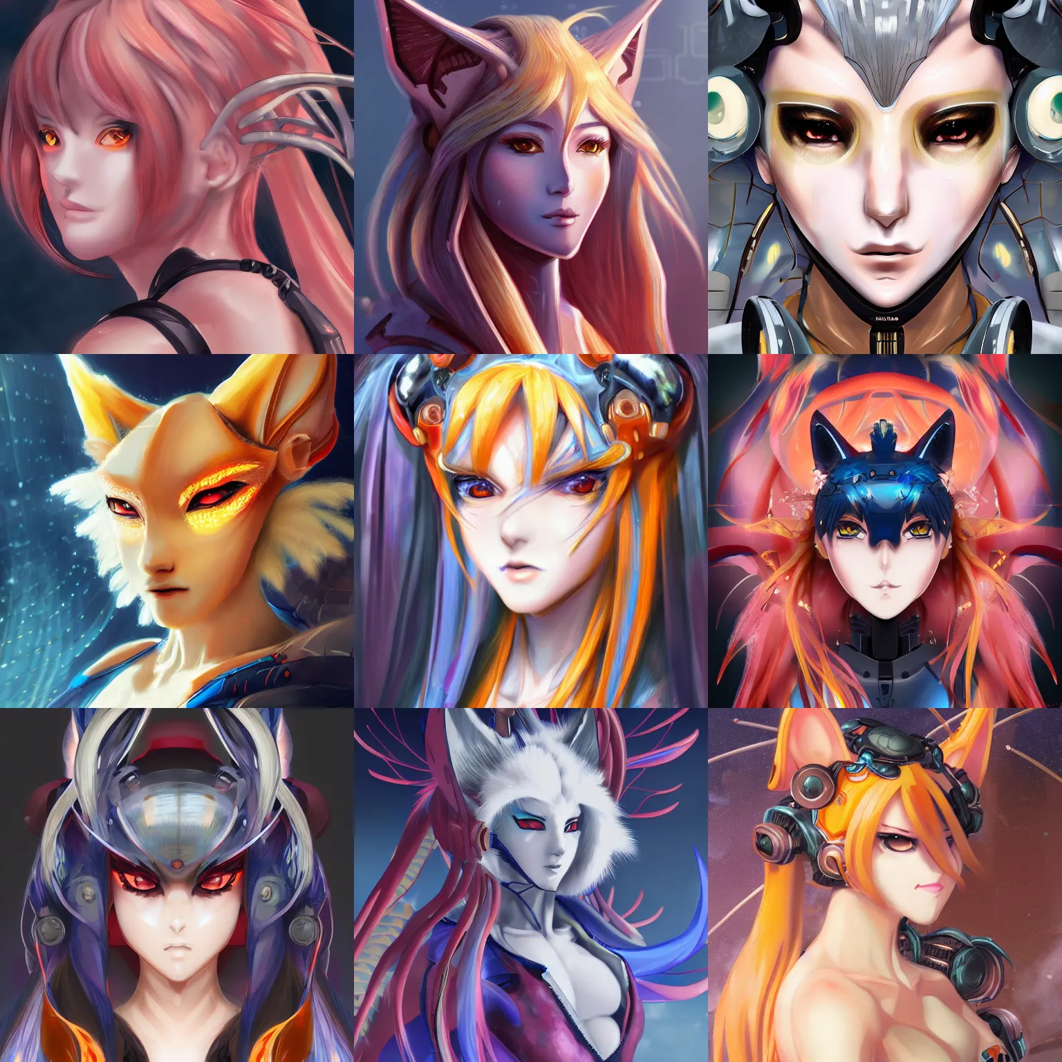 Prompt: A close-up anime portrait of a beautiful cybernetic kitsune woman by Sakimichan, trending on artstation, digital art, SFW version, 4k, masterpiece