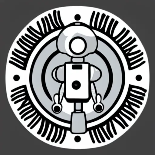 Image similar to svg sticker, centered, round-cropped, white-space-surrounding, Bender-Robot listening to headphones, flat colors, vector art