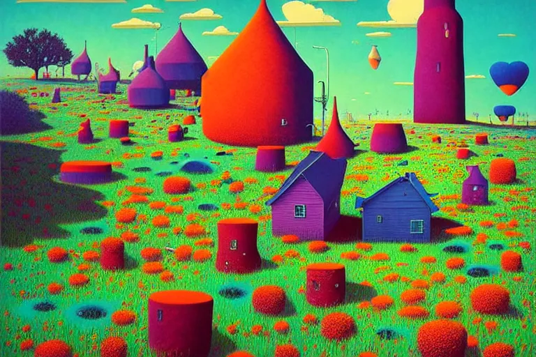 Image similar to surreal glimpse into other universe, texas, summer morning, very coherent and colorful high contrast, art by!!!! gediminas pranckevicius!!!!, geof darrow, floralpunk screen printing woodblock, dark shadows, hard lighting, stipple brush technique,