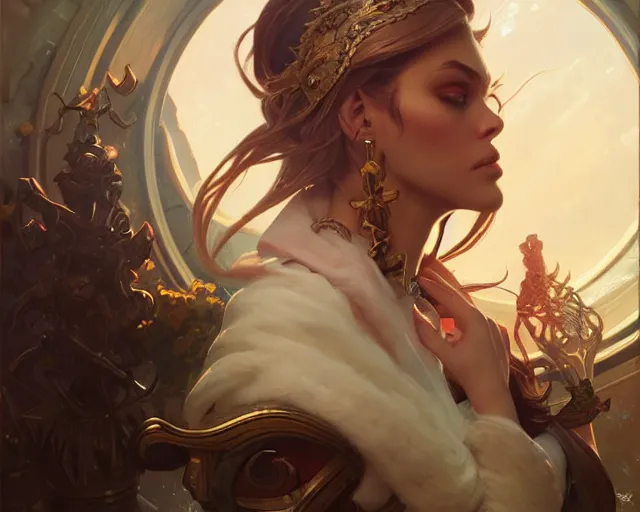 Image similar to lizkatz, 8 k, deep focus, d & d, fantasy, intricate, elegant, highly detailed, digital painting, artstation, concept art, matte, sharp focus, illustration, hearthstone, art by artgerm and greg rutkowski and alphonse mucha