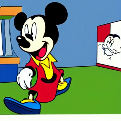 Image similar to brian griffen in mickeymouse cartoon, greyscalte comic