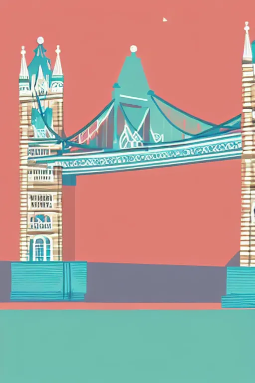 Prompt: minimalist boho style art of colorful tower bridge, illustration, vector art