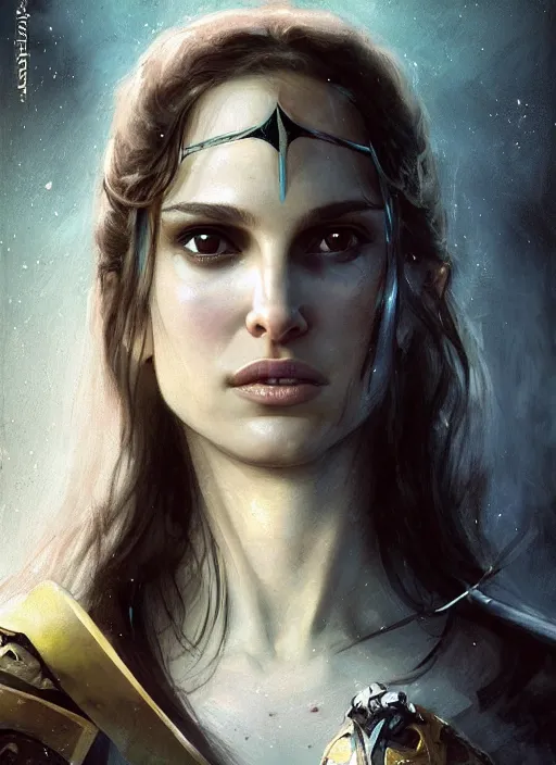 Prompt: young natalie portman, legendary warrior, warframe, lord of the rings, tattoos, decorative ornaments, battle armor, carl spitzweg, ismail inceoglu, vdragan bibin, hans thoma, greg rutkowski, alexandros pyromallis, cute, perfect face, detailed, sharply focused, centered, rule of thirds, photorealistic shading