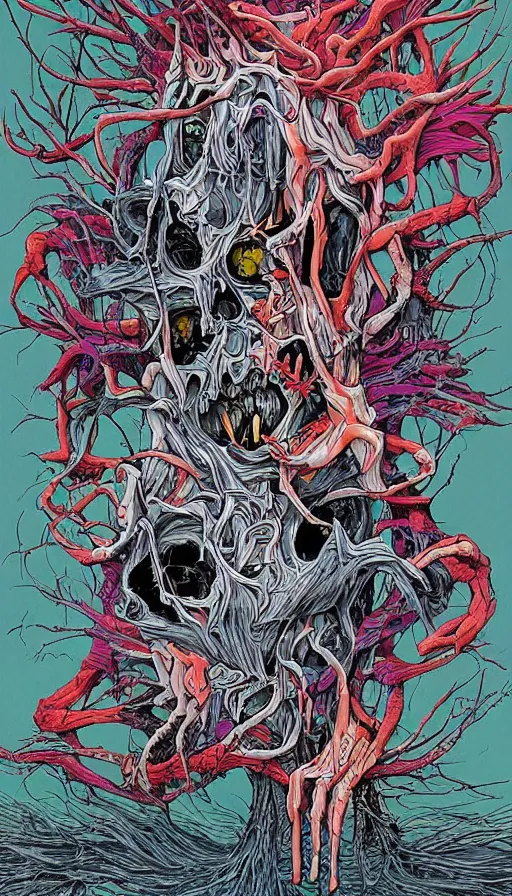 Image similar to life and death mixing together, by alex pardee