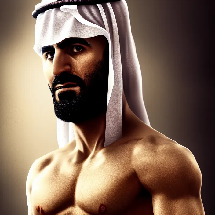 Prompt: cinematic portrait, sheikh mohammad ruler of dubai, head and chest only, nintendo, contemporary, masterpiece, cinematic composition, dramatic pose, beautiful lighting, sharp, details, hyper - detailed, hd, 4 k