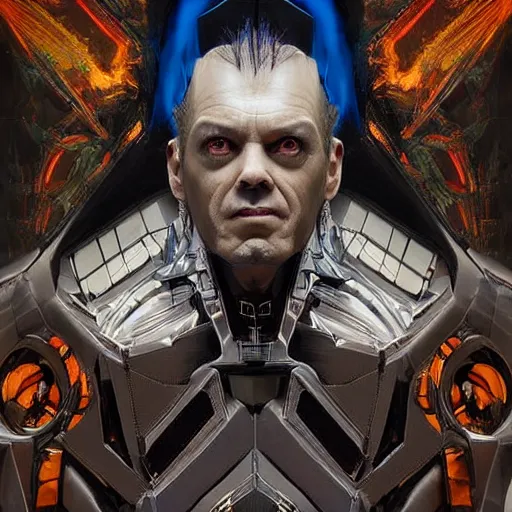 Prompt: studio portrait of ai professor, avantgarde photo portrait of ai artist by wayne barlowe, marvel movie still frame of mr sinister, mcu nathaniel essex mr sinister by rembrandt