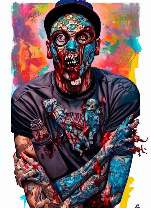 Image similar to zombie full body hiphop streetwear drip, tristan eaton, victo ngai, artgerm, rhads, ross draws