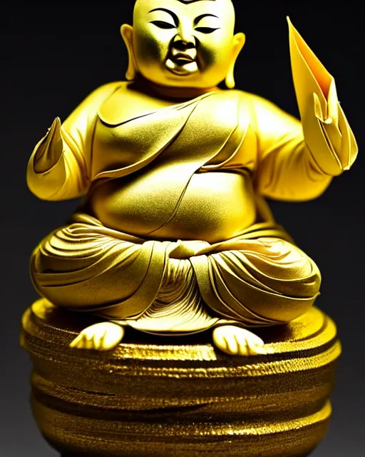 Image similar to an origami fat buddha by akira yoshizawa, realistic, very detailed, complex, intricate, studio lighting, bokeh, sigma 5 0 mm f 1. 4