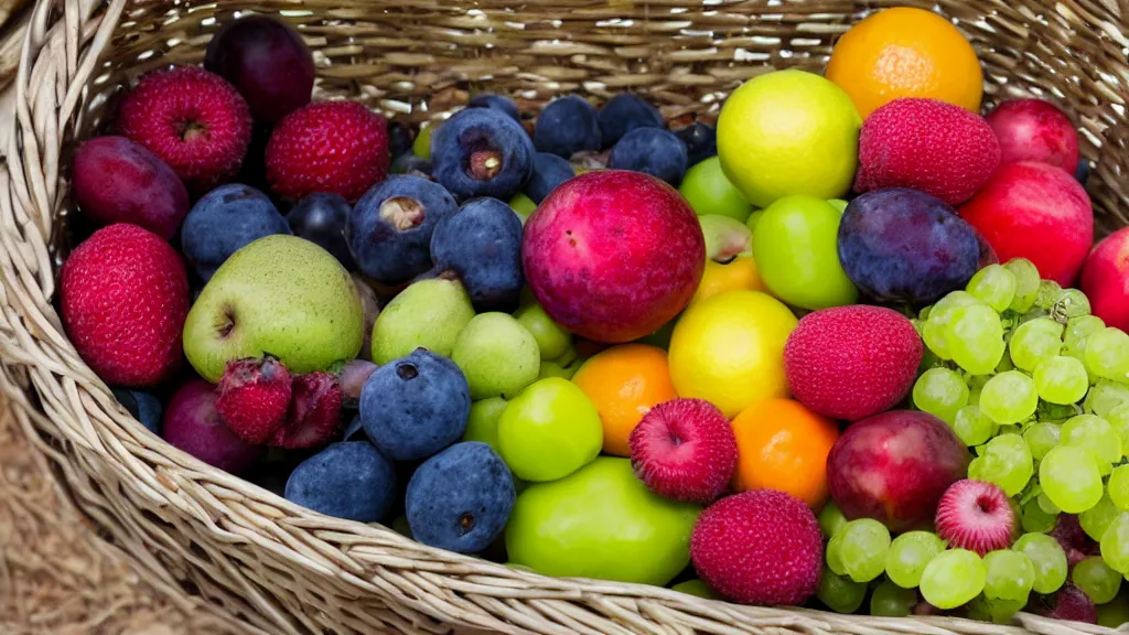 Image similar to a basket of fruites aperture f / 1 4