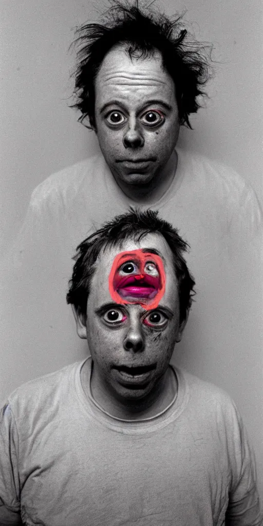 Image similar to award winning heartbreaking photo of todd solondz crying, vivid colors, happy, symmetrical face, beautiful eyes, studio lighting, wide shot art by roger ballen & francis bacon