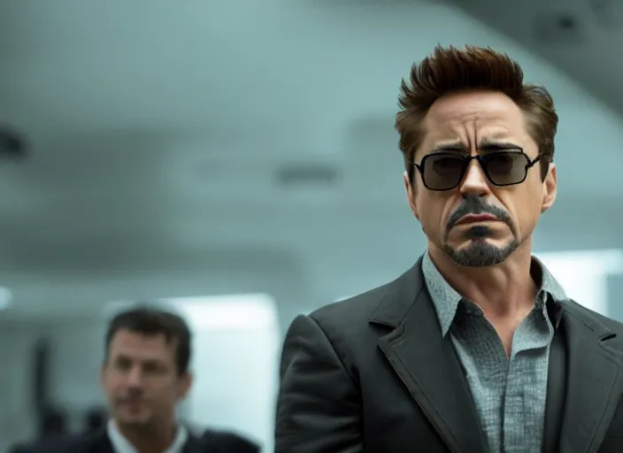 Image similar to film still of Robert Downey Jr as Cobb in Inception, 4k