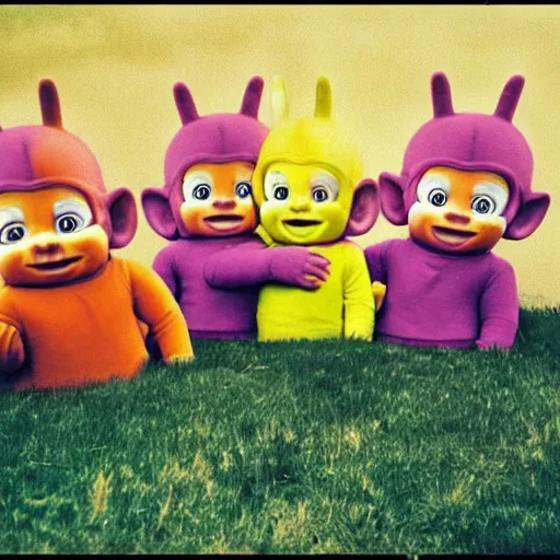 Image similar to creepy teletubbies