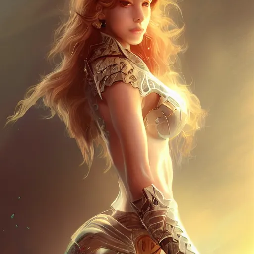 Image similar to full body portrait of female knight gorgeous, amazing, elegant, intricate, highly detailed, digital painting, artstation, concept art, sharp focus, illustration, art by Ross tran