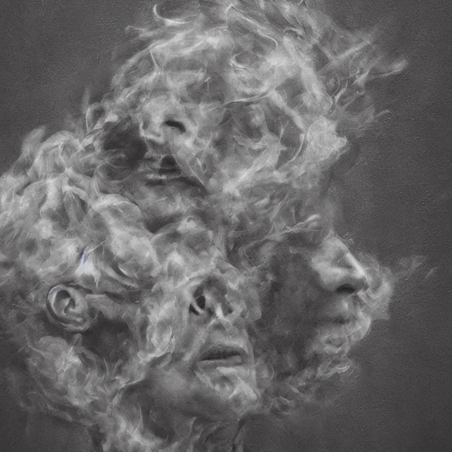 Prompt: artwork about a man's head bursting into smoke.