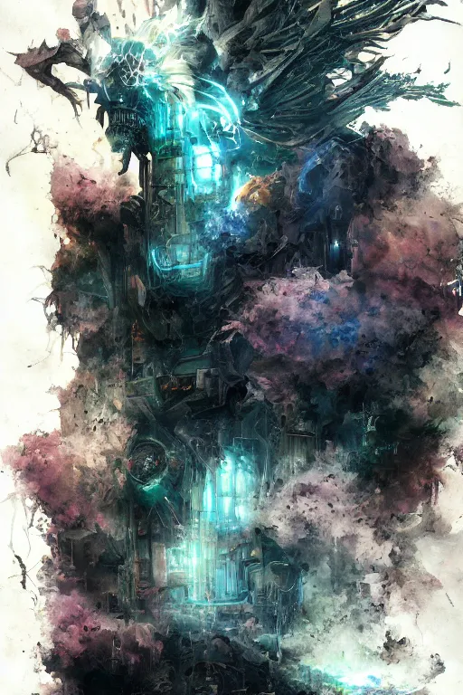 Prompt: ink acid shadow keeper, painted by erol otus and david thierree and dan adkins and john berkey, trending on artstation, volumetric lighting macro view muted colors, iridescent colors, dark academia, symbolism, brushwork